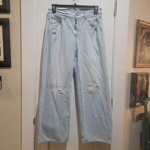American Eagle Outfitters Blue Flare Wide Leg Jeans